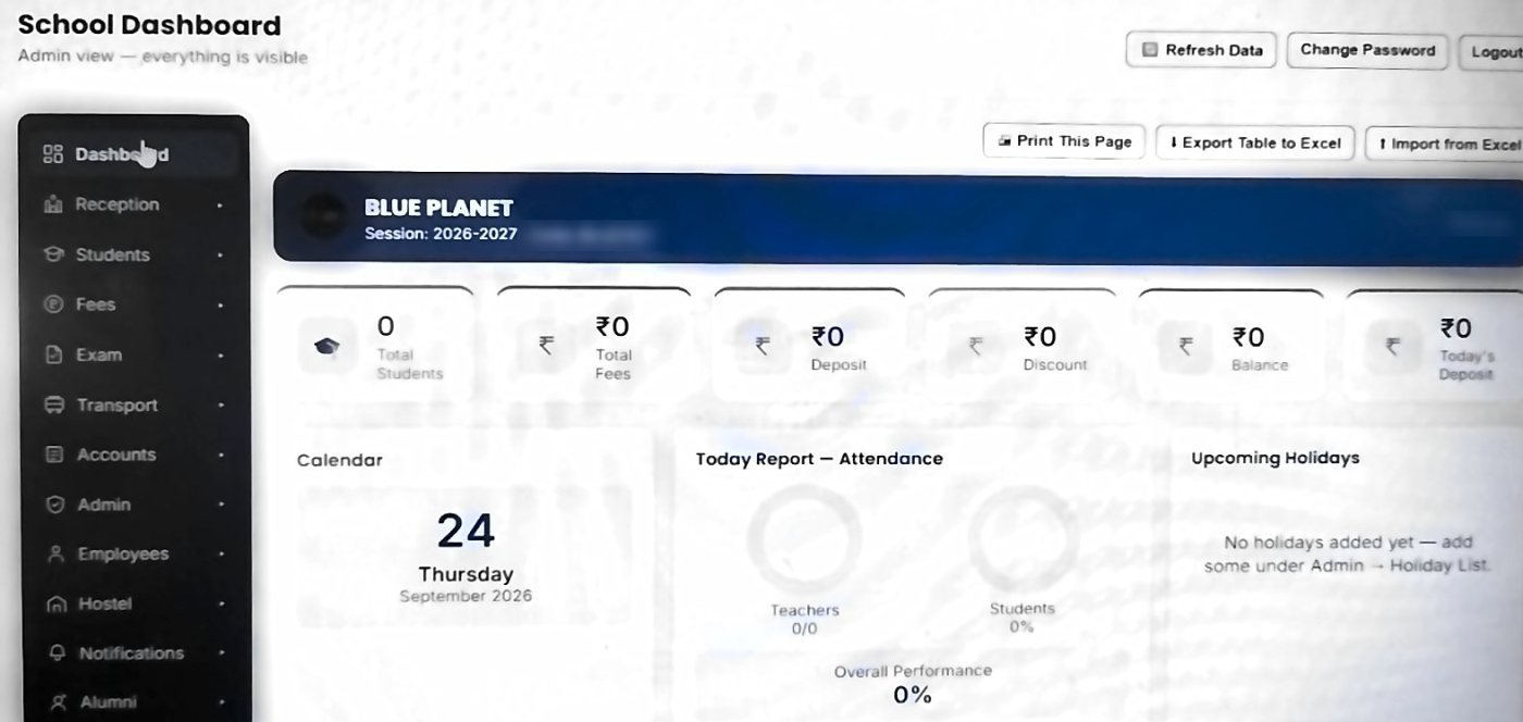 Vidyalaya School ERP: Admin dashboard