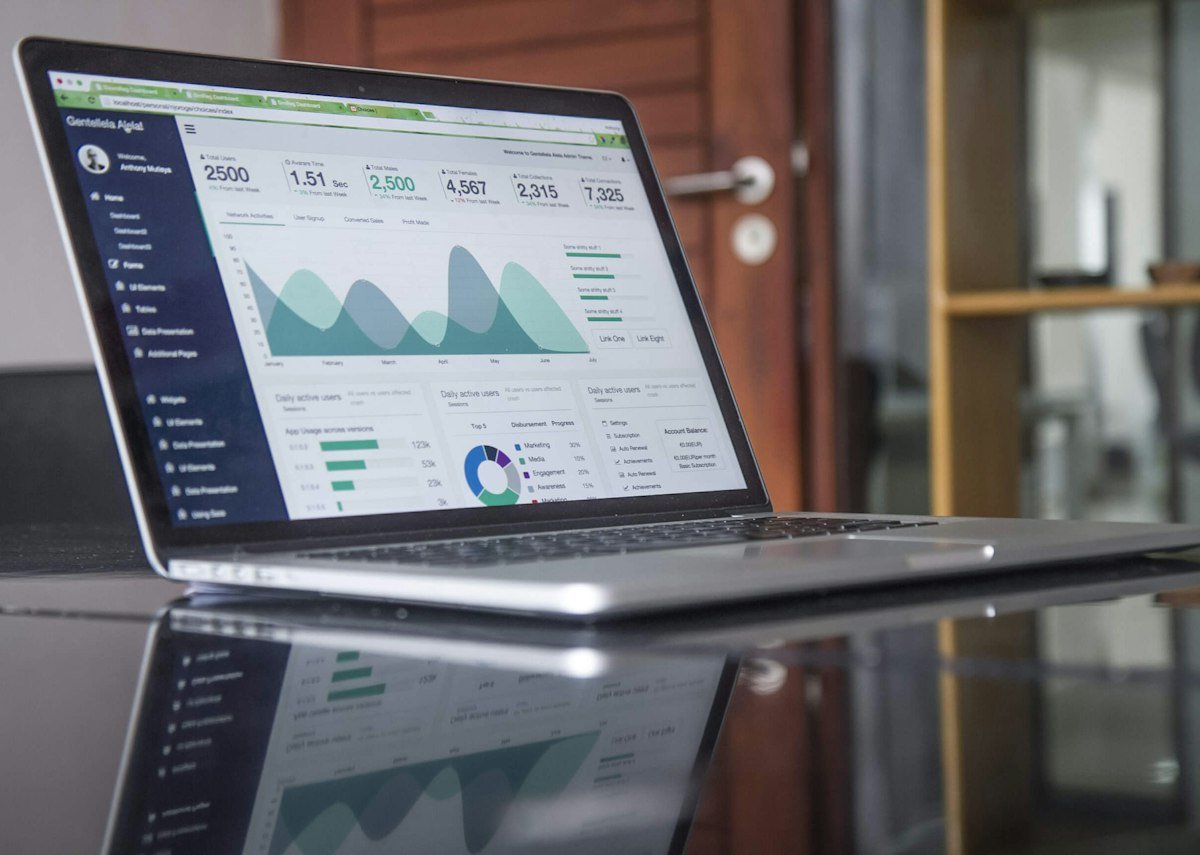 ERP software dashboard on a laptop